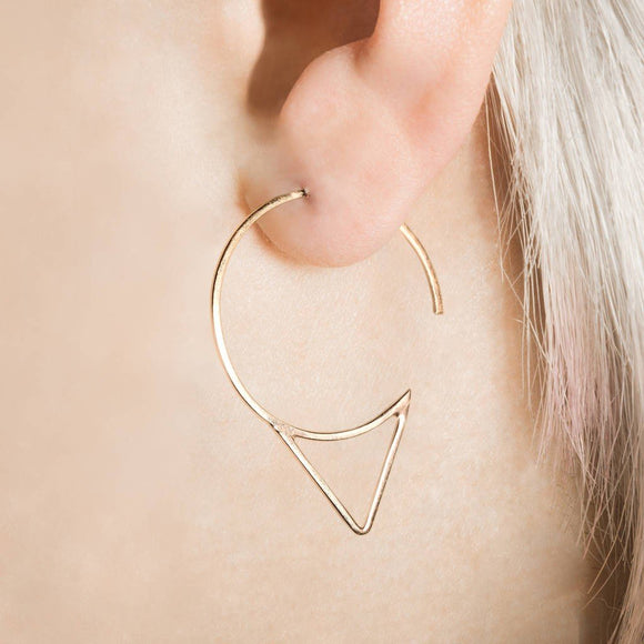 Rose Gold Spike Hoop Earrings
