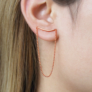 Rose Gold Chain Stud Drop Earrings