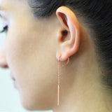 Rose Gold Chain Long Drop Earrings