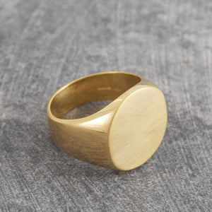 Round Signet Gold Ring for Men