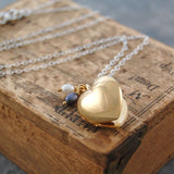Gold Heart Locket Necklace with Pearls