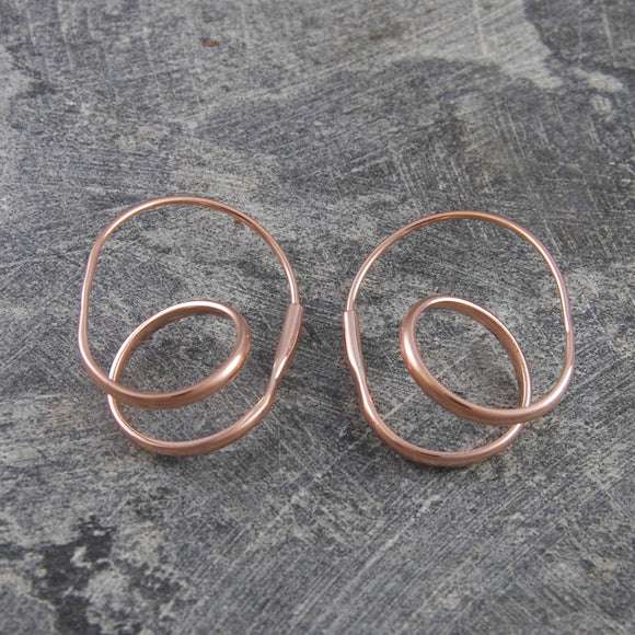 Double Loop Rose Gold Hoop Earrings