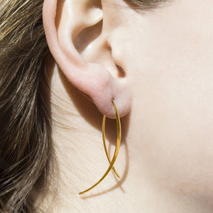 Gold Wishbone Wire Drop Earrings