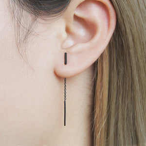 Bar Oxidised Threader Earrings