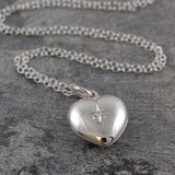 Silver Heart Locket with White Topaz