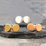 Round Silver And Gold Disk Stud Earrings