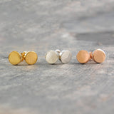 Round Silver And Gold Disk Stud Earrings
