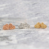 Heart Silver And Gold Hammered Stud Earrings