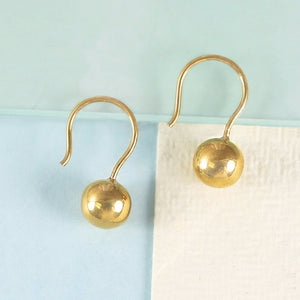 Yellow Gold Ball Hook Earrings