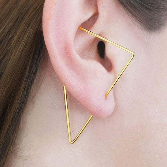 Triangle Yellow Gold Ear Cuffs
