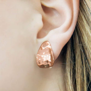 Rose Gold Textured Petal Clip On Earrings