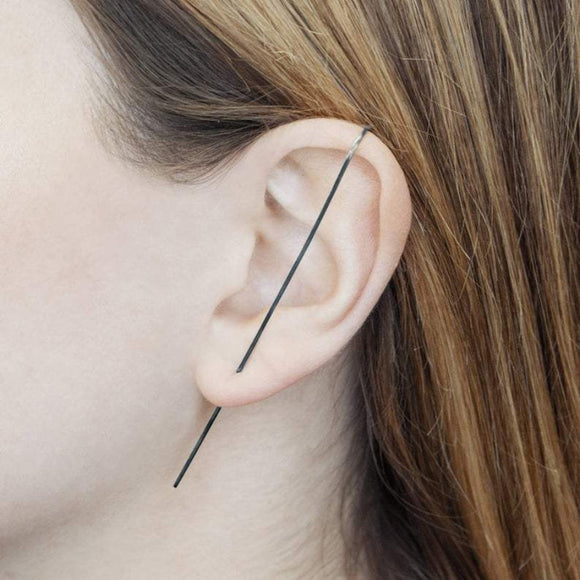 Oxidised Bar Ear Cuff Earrings