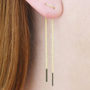 Threader Gold/Black Long Drop Earrings