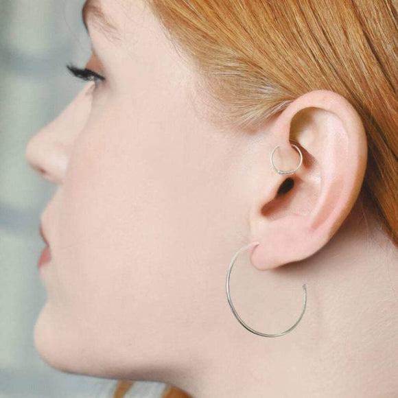 Silver Round Drop Earrings