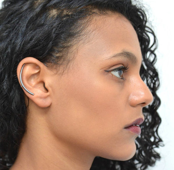 Oxidised Tusk Ear Cuff Silver Earrings