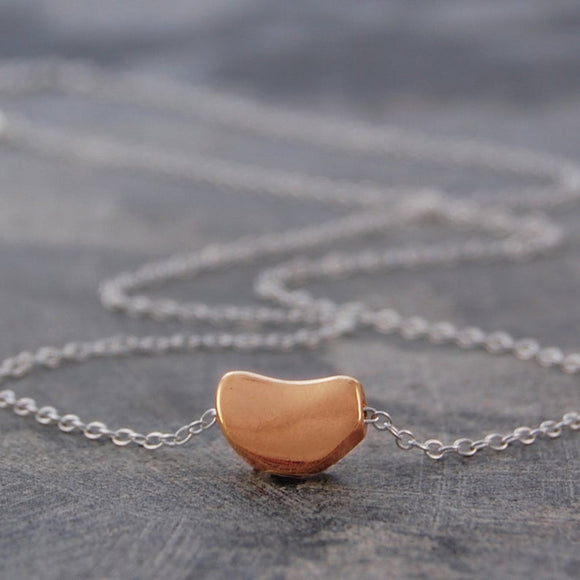 Bean Silver and Rose Gold Necklace