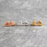 Puffed Heart Silver And Gold Stud Earrings
