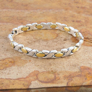 Hugs and Kisses Silver And Gold Chunky Bracelet