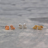 Heart Silver And Gold Stud Earrings