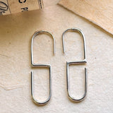 Modern Geometric 'S' Sterling Silver Drop Earrings