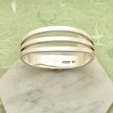 Sterling Silver Chunky Three Bar Hinged Bangle