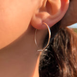 Sterling Silver Minimalist Bar Hoop Earrings