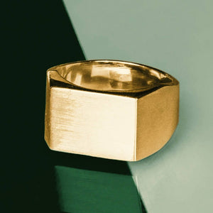 Rectangular 18k Gold Plated Silver Signet Mens Ring