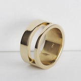 Men's Cut Out 18k Gold Plated Silver Ring