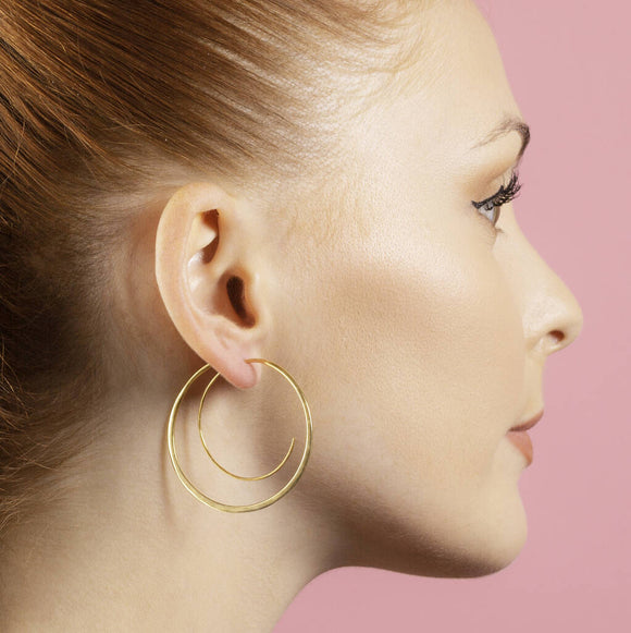 Gold Spiral Hoop Earrings