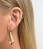 Gold Teardrop Ribbon Hoop Earrings