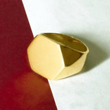 Gold Solid Men's Hexagonal Signet Ring