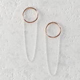 Silver Rose Gold Circle Chain Drop Earrings