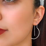 Sterling Silver Half Hoop Textured Threader Earrings
