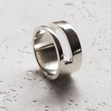Solid Men's Cut Out Silver Ring