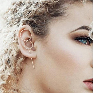 Rose Gold Double Circle Ear Climbers