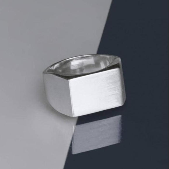 Rectangular Mens Solid Silver Signet Ring